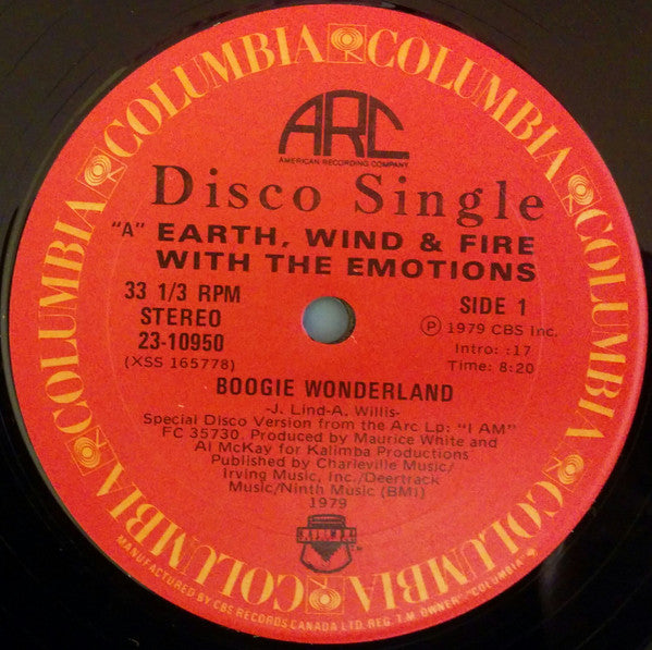 Earth, Wind & Fire With The Emotions : Boogie Wonderland (12", Single)