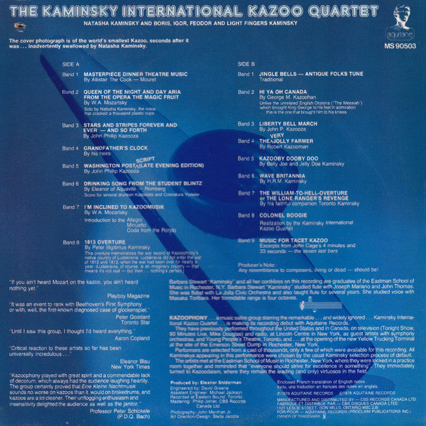The Kaminsky International Kazoo Quartet : Kazoophony (LP, Album)