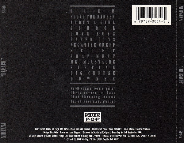 Nirvana : Bleach (CD, Album, RE, RM, Nim)