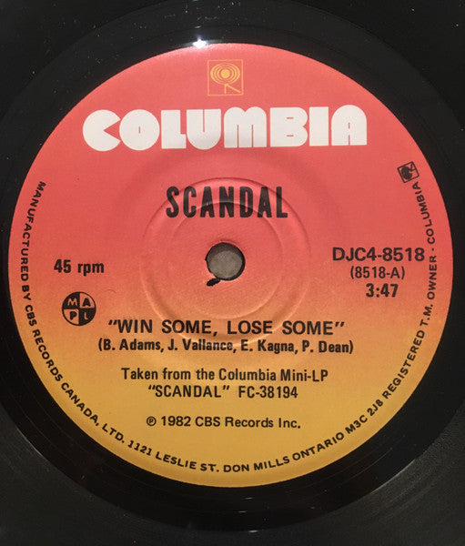 Scandal (4) : Win Some, Lose Some (7", S/Sided, Single, Promo)