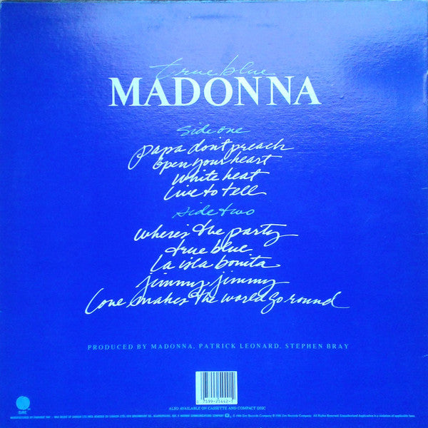 Madonna : True Blue (LP, Album, Cin)