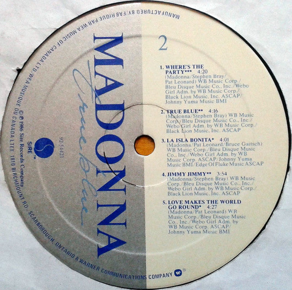 Madonna : True Blue (LP, Album, Cin)