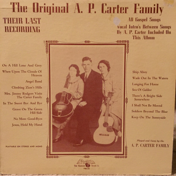 The Carter Family : Their Last Recording (LP, Album, Mono)