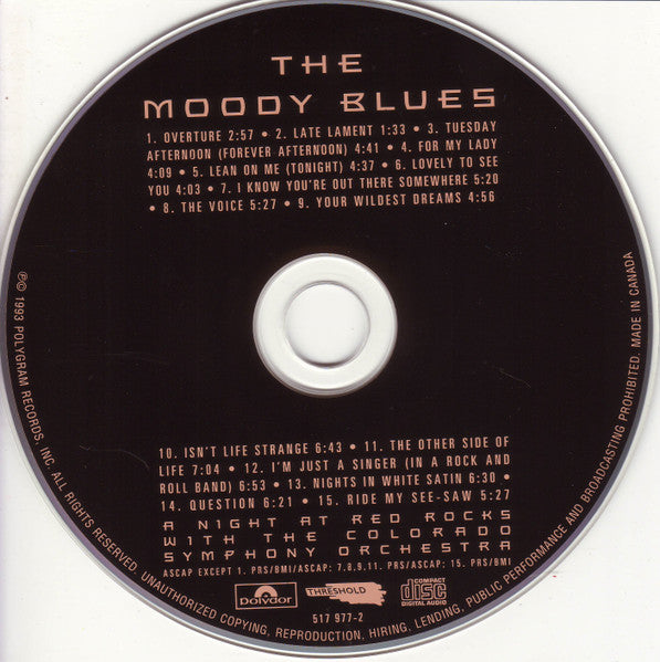 The Moody Blues : A Night At Red Rocks With The Colorado Symphony Orchestra (CD, Album)