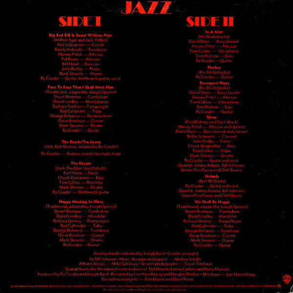 Ry Cooder : Jazz (LP, Album, C)