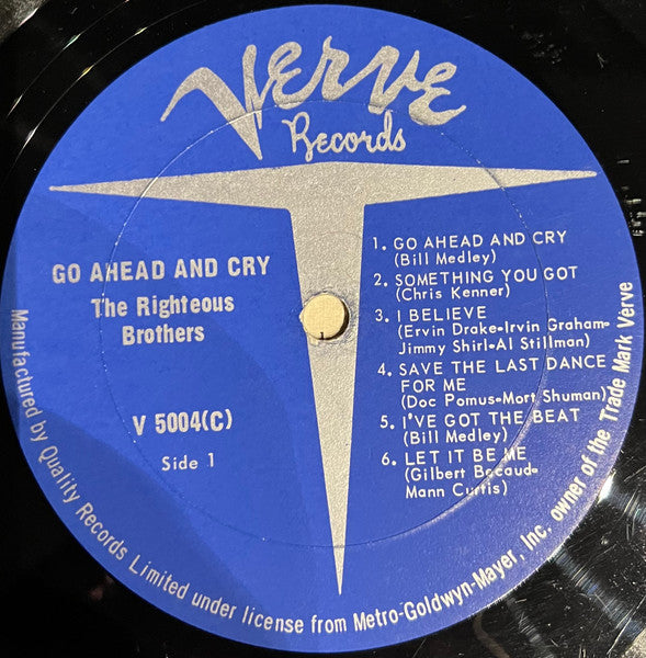 The Righteous Brothers : Go Ahead And Cry (LP, Album, Mono)