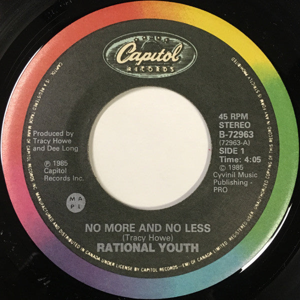 Rational Youth : No More And No Less (7", Single)