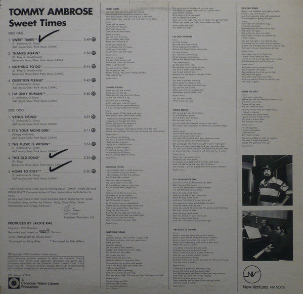 Tommy Ambrose : Sweet Times (LP, Album)