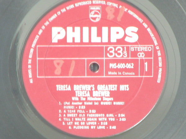 Teresa Brewer : Teresa Brewer's Greatest Hits (LP, Album)