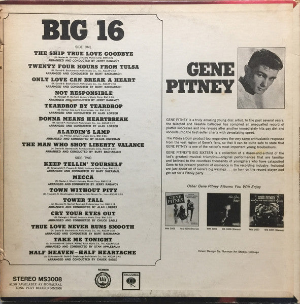 Gene Pitney : Gene Pitney's Big Sixteen (LP, Comp, RE)