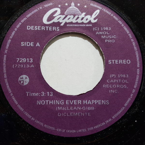 Deserters : Nothing Ever Happens / Siberia (7", Single)