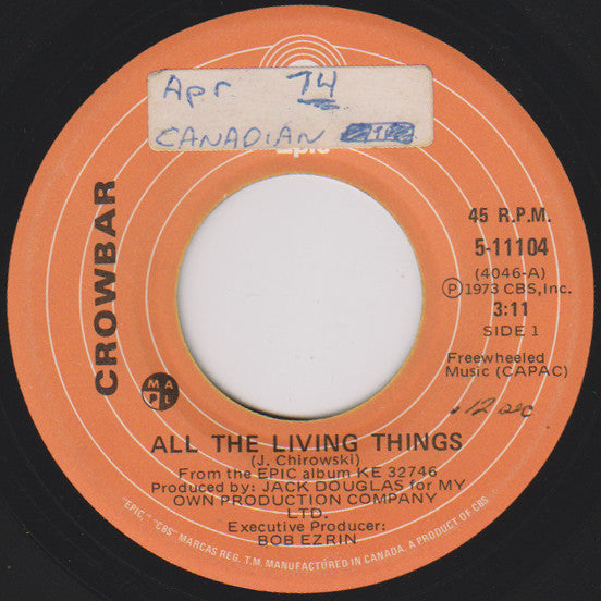 Crowbar (3) : All The Living Things (7", Single)
