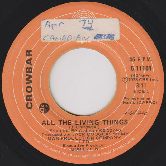Crowbar (3) : All The Living Things (7", Single)