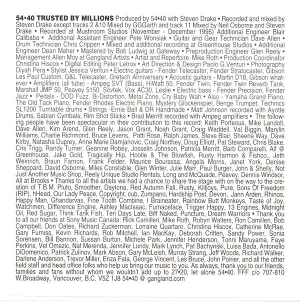 54-40 : Trusted By Millions (CD, Album)