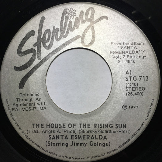 Santa Esmeralda : The House Of The Rising Sun (7", Single)