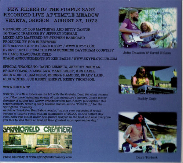 New Riders Of The Purple Sage : Veneta, Oregon August 27, 1972 (CD, Album)