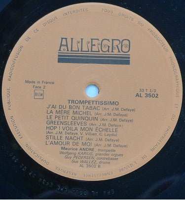 Maurice André - Johann Sebastian Bach - Antonio Vivaldi : Trompettissimo No 1 (Maurice André Sa Trompette, Son Orgue Et Ses Rythmes) (LP, Album, Mono)