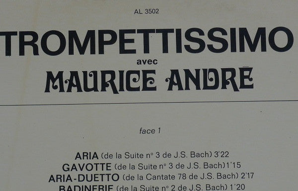 Maurice André - Johann Sebastian Bach - Antonio Vivaldi : Trompettissimo No 1 (Maurice André Sa Trompette, Son Orgue Et Ses Rythmes) (LP, Album, Mono)