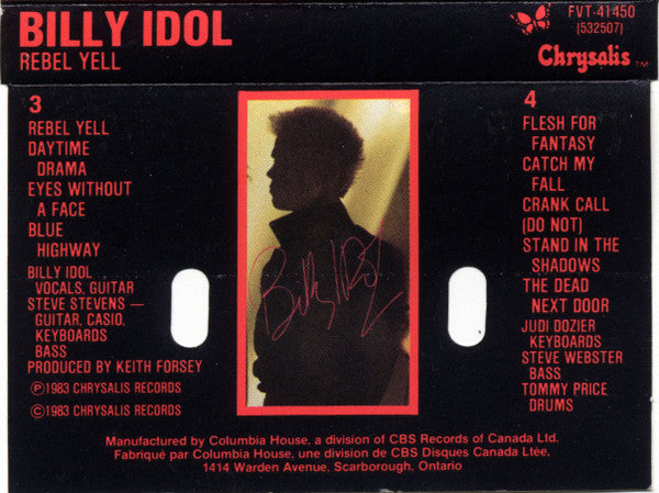 Billy Idol : Rebel Yell (Cass, Album, Club, Whi)
