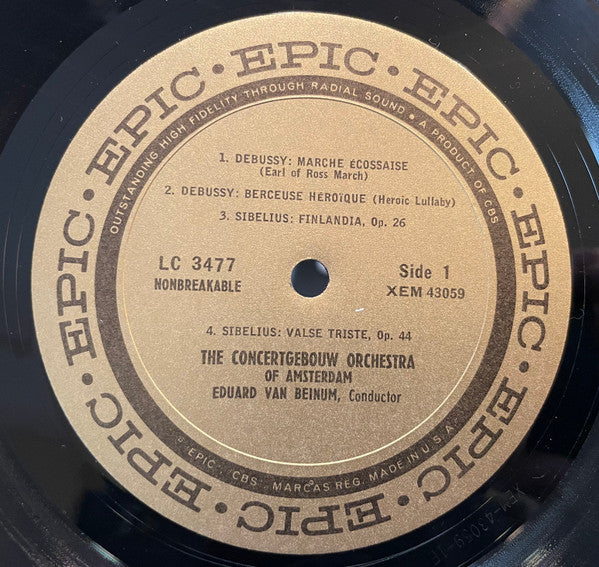 The Concertgebouw Orchestra Of Amsterdam* , Conductor Eduard van Beinum : Finlandia, Valse Triste And Others (LP, Album, Mono)