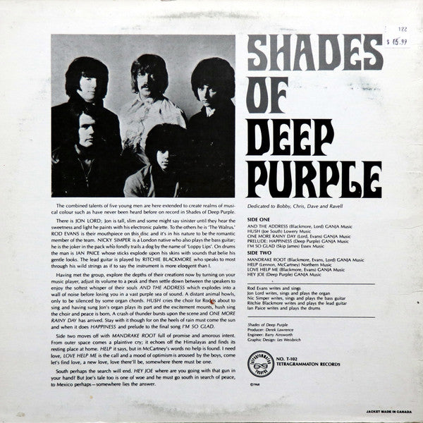 Deep Purple : Shades Of Deep Purple (LP, Album, RE)