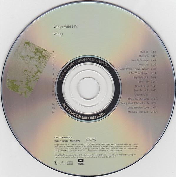 Wings (2) : Wings Wild Life (CD, Album, RE, RM)