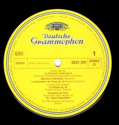 Hector Berlioz / Paul Dukas / Camille Saint-Saëns / Daniel Barenboim, Orchestre De Paris : Französische Orchesterstücke (LP)