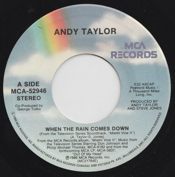 Andy Taylor : When The Rain Comes Down (7", Single)