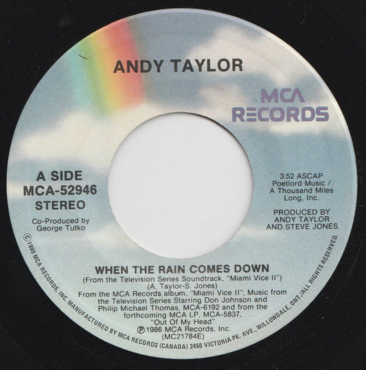 Andy Taylor : When The Rain Comes Down (7", Single)