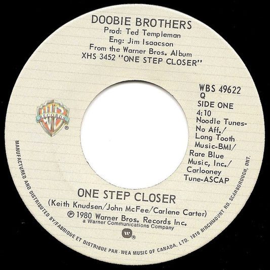 The Doobie Brothers : One Step Closer (7", Single)