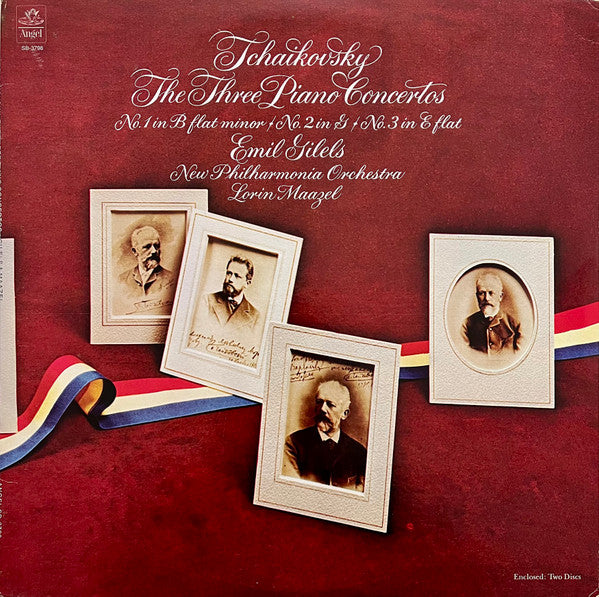 Tchaikovsky* / Emil Gilels / New Philharmonia Orchestra / Lorin Maazel : The Three Piano Concertos: No. 1 in B Flat Minor / No. 2 in G / No. 3 in E Flat (2xLP, Album, Gat)