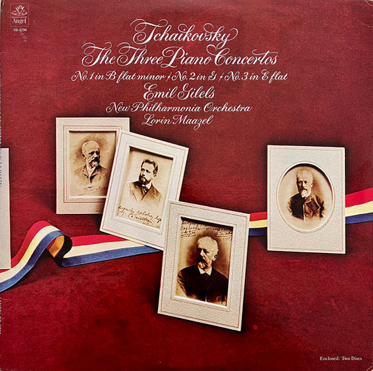 Tchaikovsky* / Emil Gilels / New Philharmonia Orchestra / Lorin Maazel : The Three Piano Concertos: No. 1 in B Flat Minor / No. 2 in G / No. 3 in E Flat (2xLP, Album, Gat)