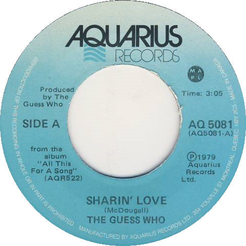 The Guess Who : Sharin' Love / Taxman (7", Single)