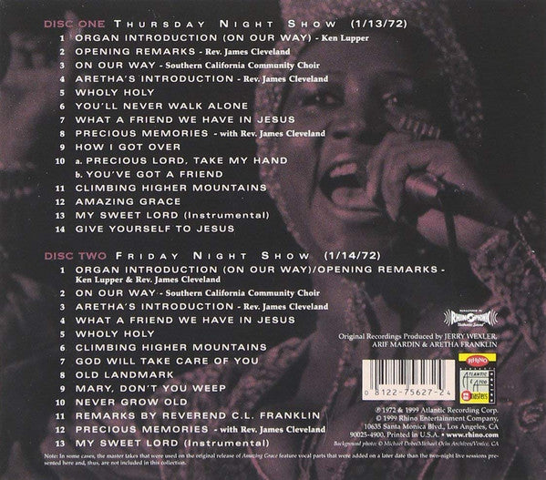 Aretha Franklin : Amazing Grace: The Complete Recordings (2xCD, Album, RE, RM, Tri)