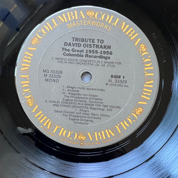 New York Philharmonic, The Philadelphia Orchestra, Dimitri Mitropoulos, Isaac Stern : A Tribute To David Oistrakh 1908-1974 (2xLP, Comp)