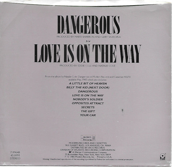 Natalie Cole : Dangerous (7", Single, Styrene, AR )