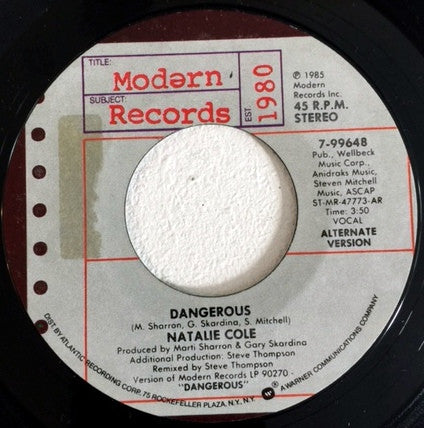 Natalie Cole : Dangerous (7", Single, Styrene, AR )