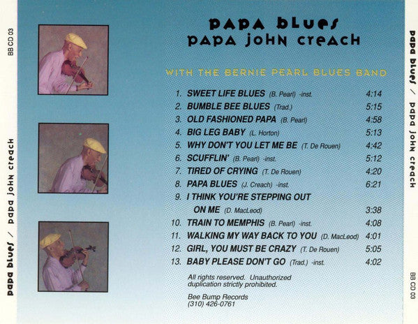 Papa John Creach with The Bernie Pearl Blues Band : Papa Blues (CD, Album)