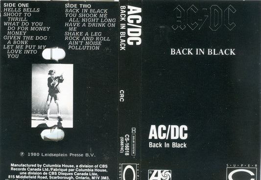 AC/DC : Back In Black (Cass, Album, Club, RE)