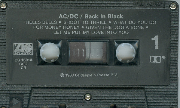 AC/DC : Back In Black (Cass, Album, Club, RE)