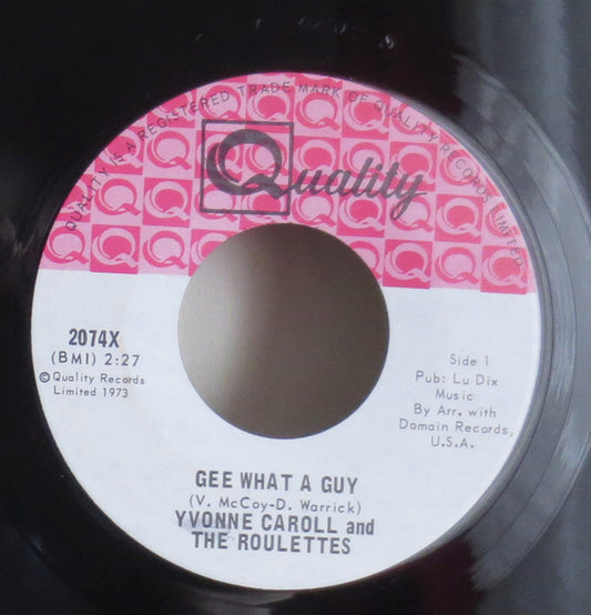 Yvonne Carroll And The Rollettes : Gee What A Guy  (7", Mono, RE)