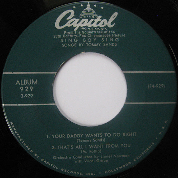 Tommy Sands : Sing Boy Sing (Part 3) (7", EP, Mono)