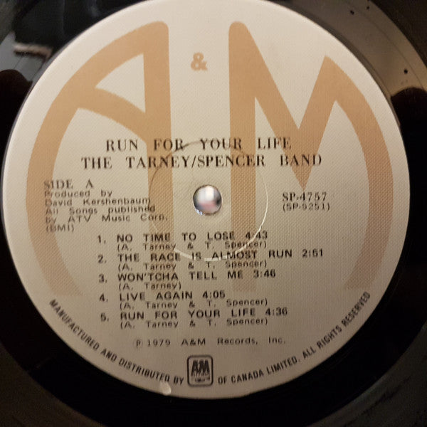 The Tarney/Spencer Band : Run For Your Life (LP, Album, Emb)