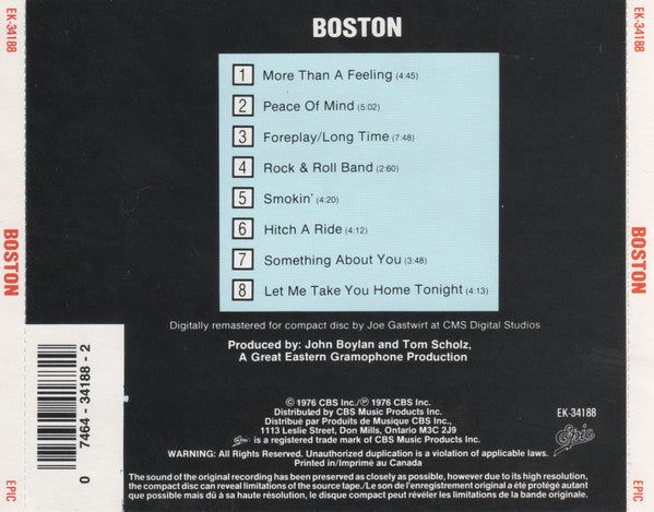 Boston : Boston (CD, Album, RE)