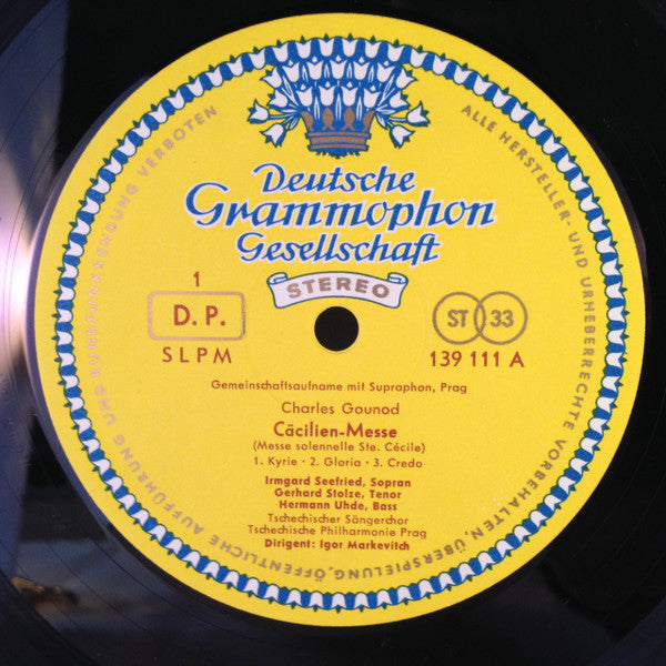 Gounod*, Irmgard Seefried · Gerhard Stolze · Hermann Uhde · Tschechischer Sängerchor*, Tschechische Philharmonie Prag* · Igor Markevitch : Messe Solennelle Ste. Cécile = (Cäcilien-Messe) (LP, Album)