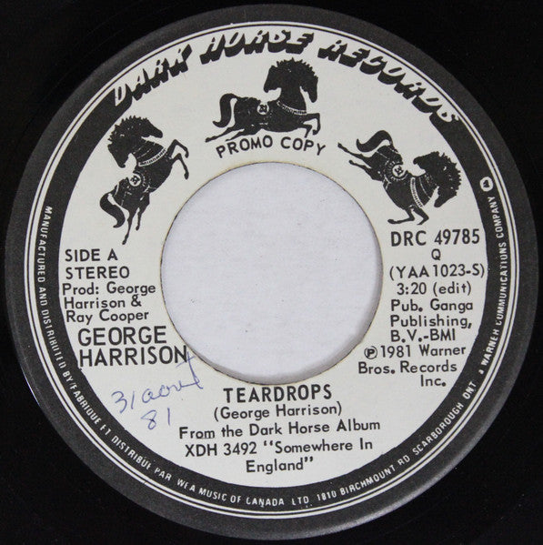 George Harrison : Teardrops (7", Promo)