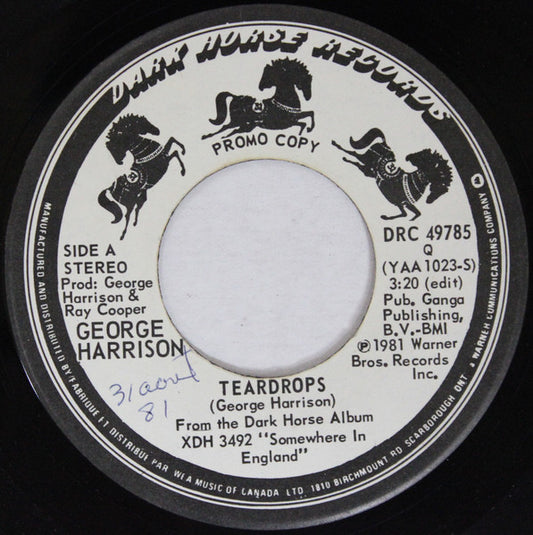 George Harrison : Teardrops (7", Promo)