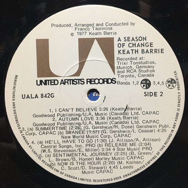 Keath Barrie : A Season Of Change (LP, Album)