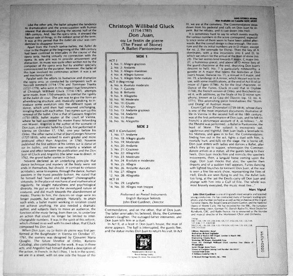Christoph Willibald Gluck, The English Baroque Soloists, John Eliot Gardiner : Don Juan, A Ballet-Pantomime (LP)