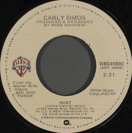 Carly Simon : Hurt (7")